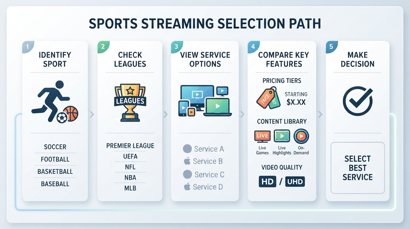 Workflow diagram for best streaming service for sports.