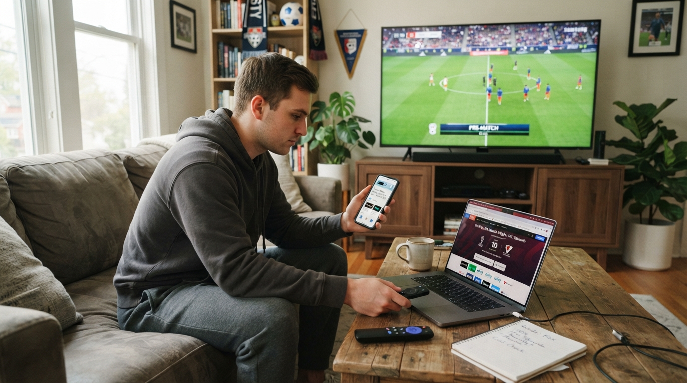 Editorial illustration for world cup 2026 streaming.