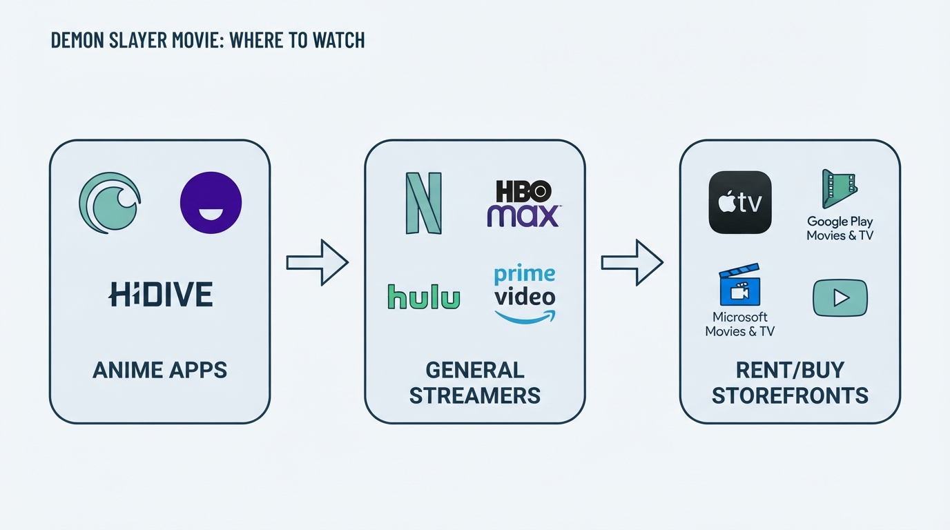 Workflow diagram for where to watch demon slayer movie.