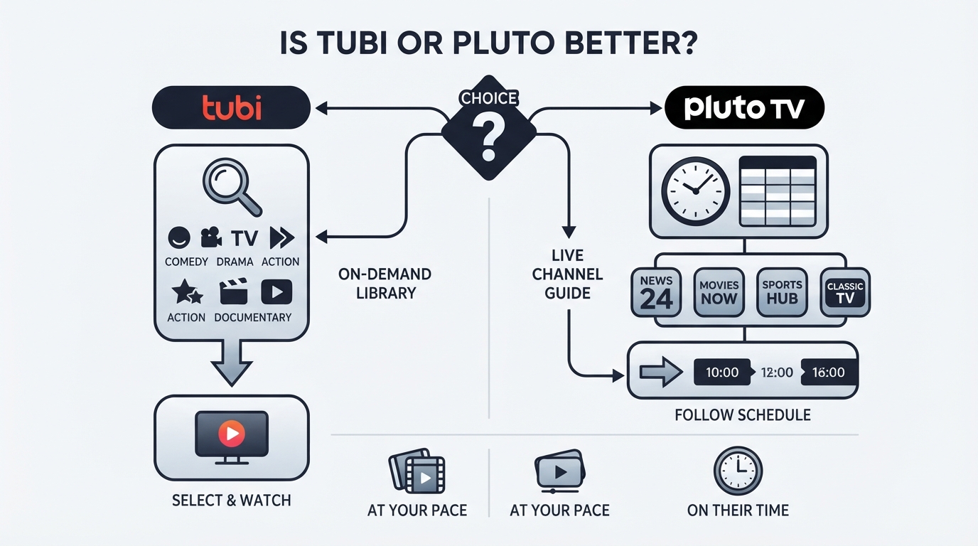 Workflow diagram for Is Tubi or Pluto better.