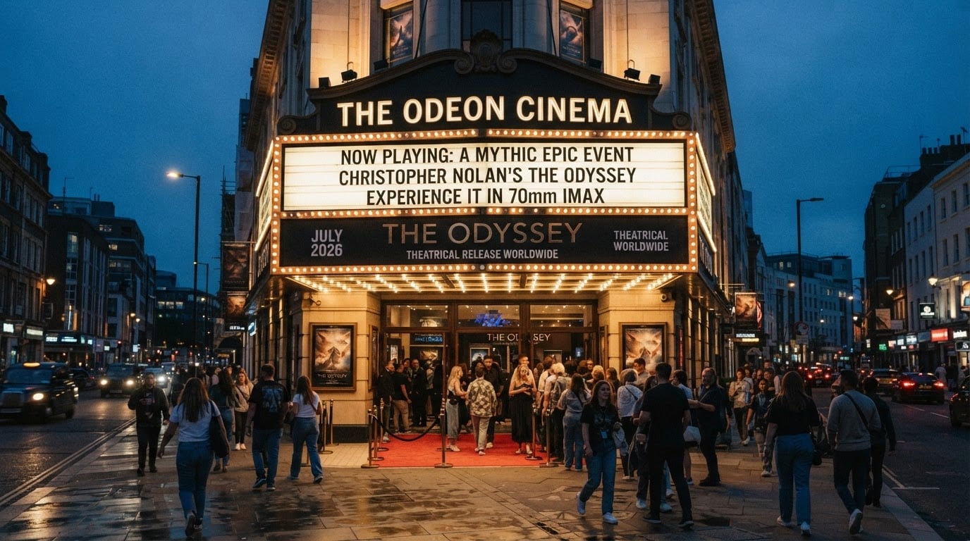 Editorial illustration for christopher nolan the odyssey release date.