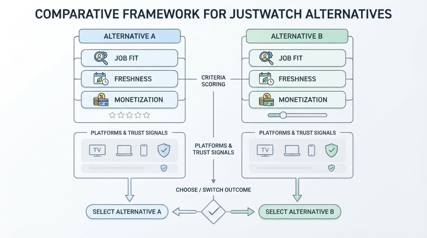 Workflow diagram for justwatch alternative.
