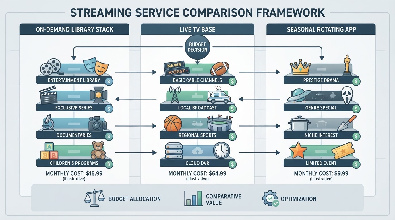 Workflow diagram for streaming service comparison.