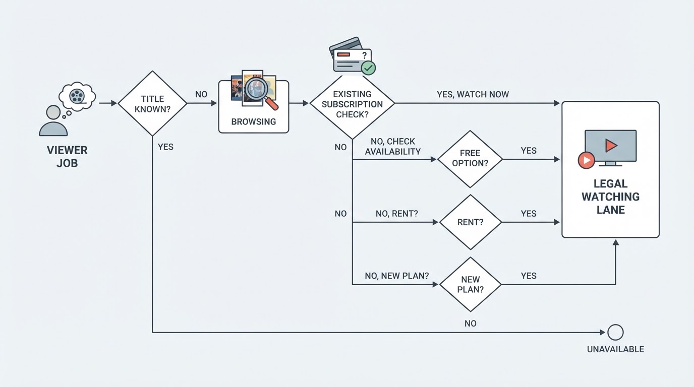 Workflow diagram for where to watch movies online.